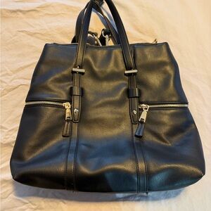 Black Faux Leather Women’s Convertible Bag
